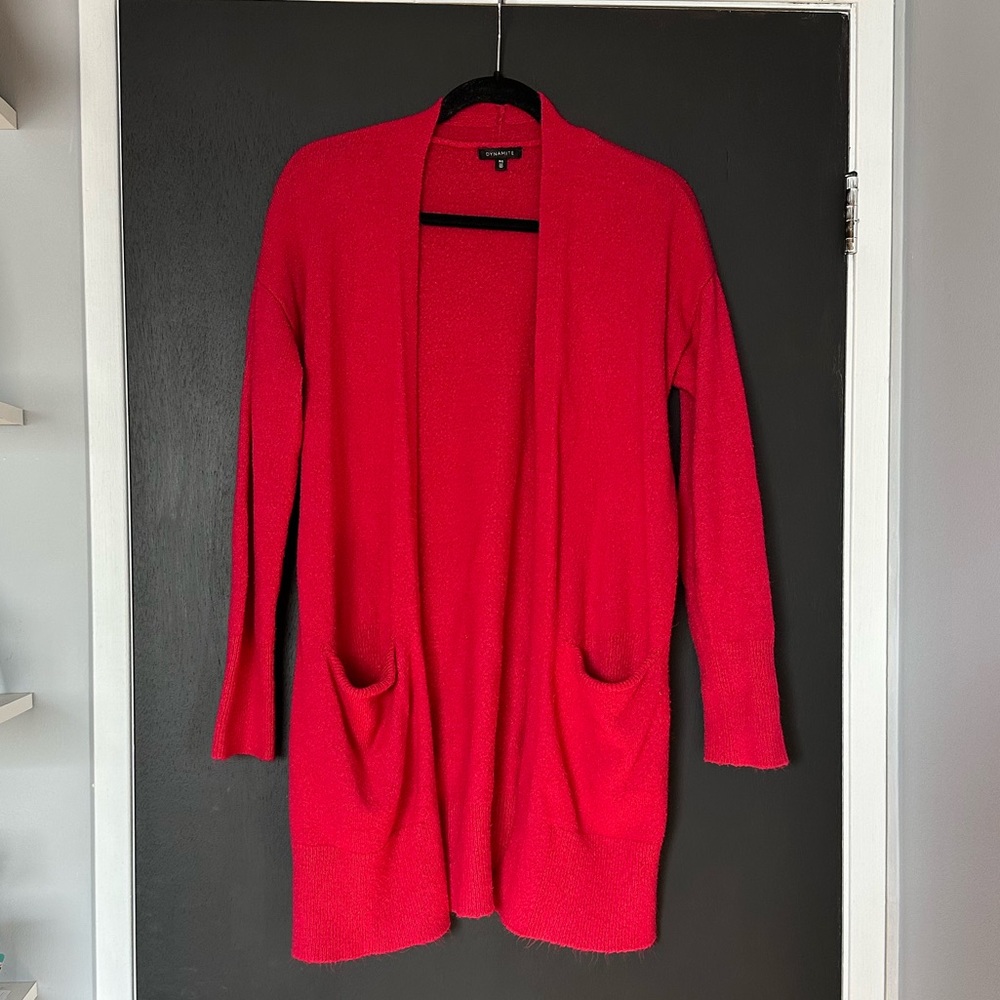 Dynamite Red Midi Length Cardigan - Size Small